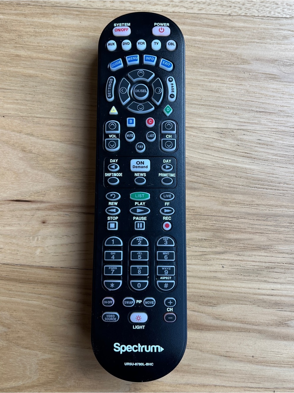 Spectrum UR5U-8780L-TWM Universal Remote Control Backlit for TV DVD VCR CBL AUX